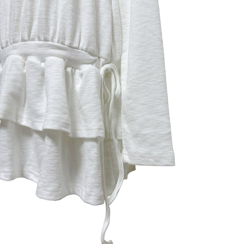 (3color) Frill Layer Ribbon Slub Tee