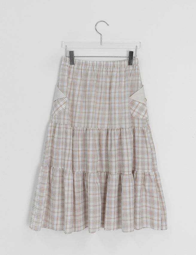Shuning Check Pocket Midi Skirt