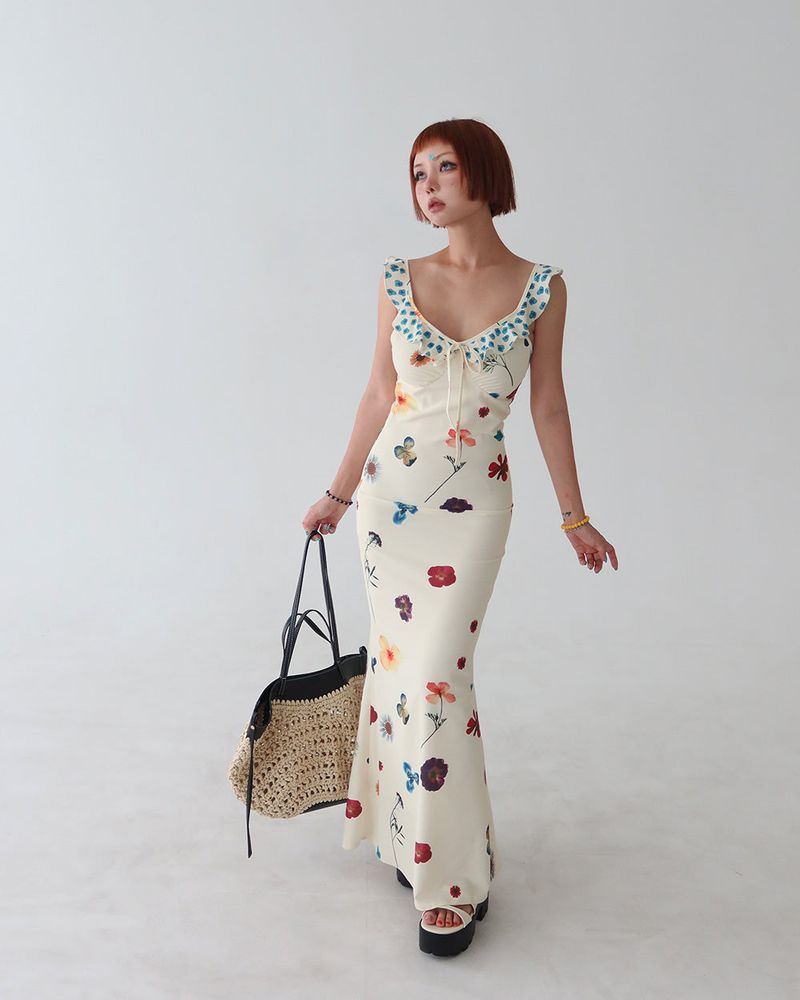 May Flower Slim Maxi Long Dress