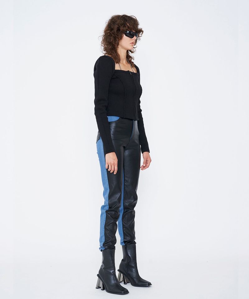 SQUARE NECK RIB CARDIGAN