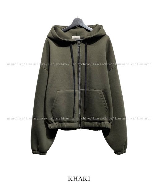 Neoprene semi-crop hooded zip-up
