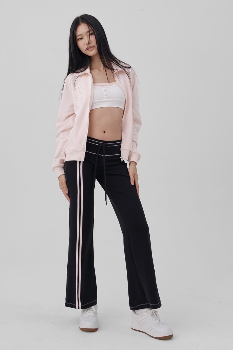 Bella pink line track pants, Black