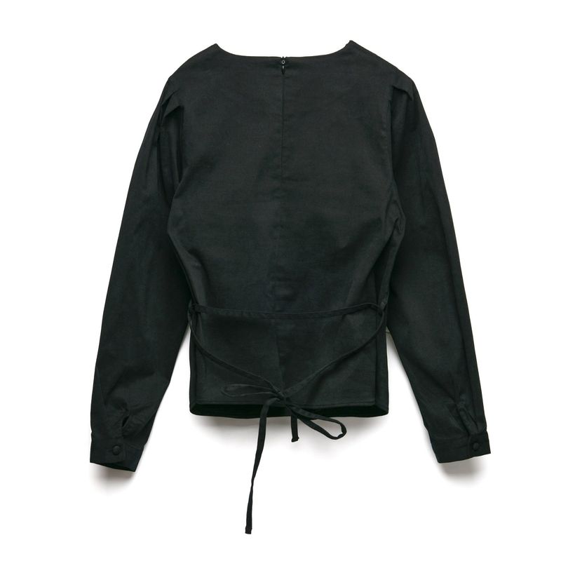 [LINE] Sleeve Tuck Twisted Blouse (2colors)