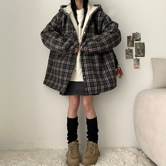 Revl's Dumble Wool Lining Checkered Hoodie Jacket
