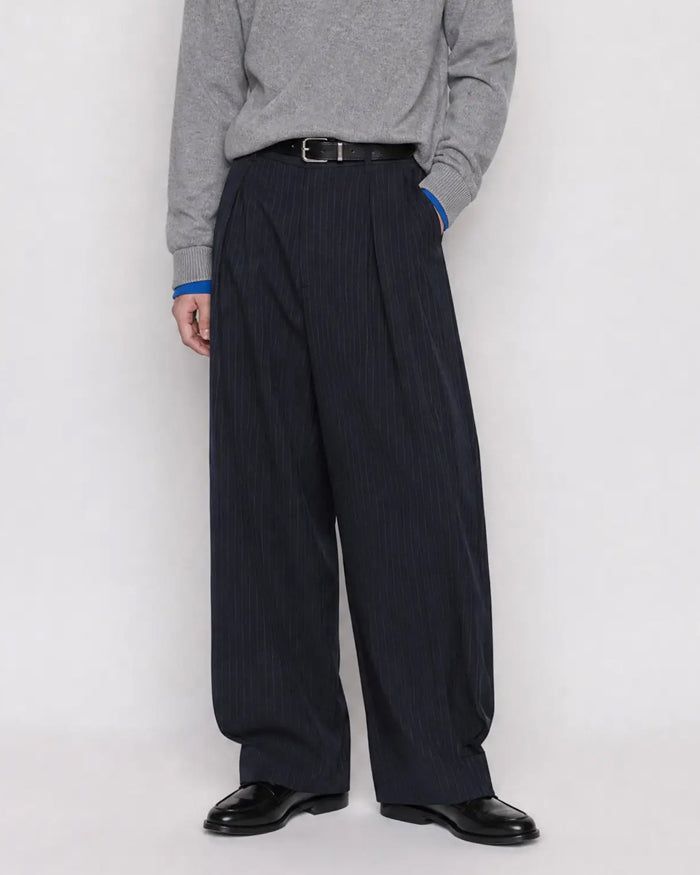 (UNISEX) Pintuck Stripe Wide Slacks