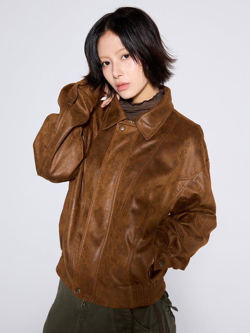 SUEDE WASHED JACKET / BROWN