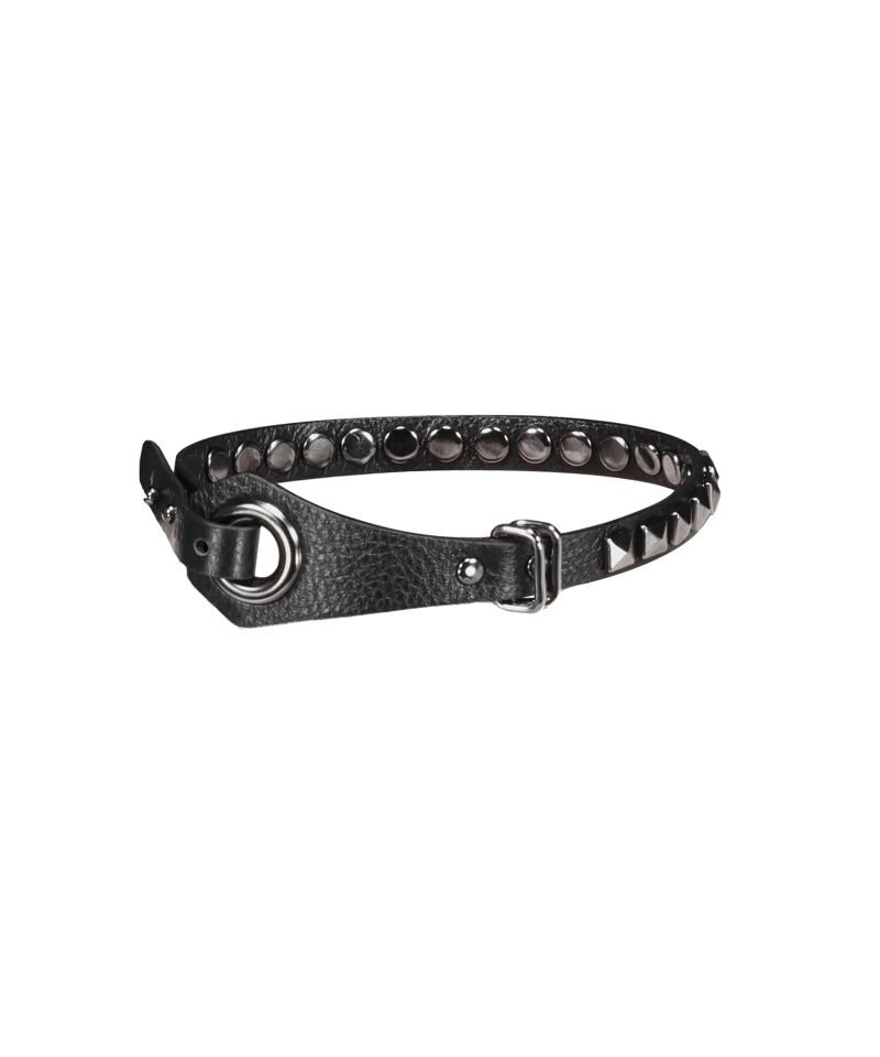 2-WAY STUD LEATHER CHOKER BLACK