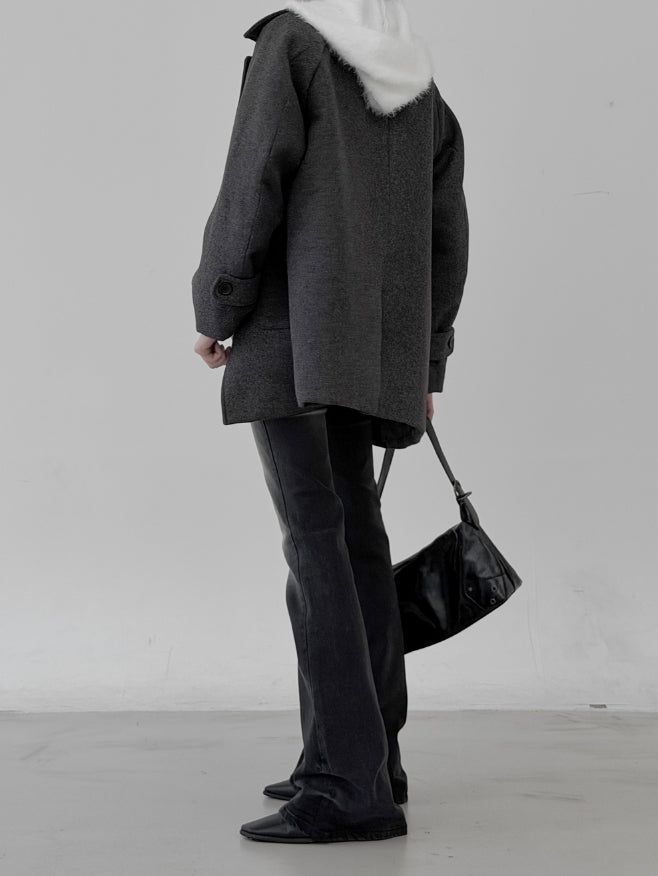 Belted washed bootcut black denim