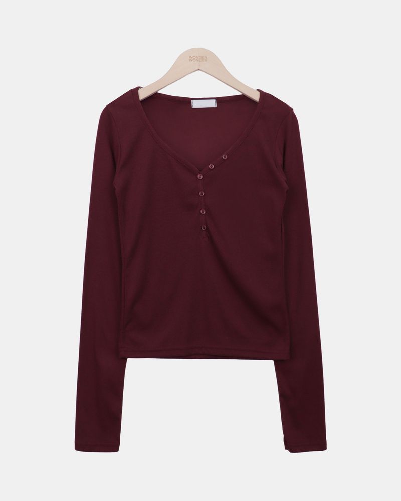 Mse V-Neck Button Long-Sleeve T-Shirt