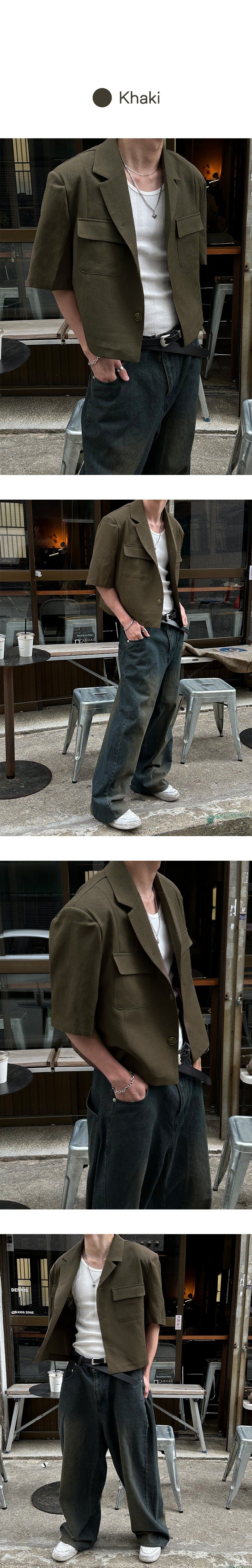 [S/S] Two pocket half crop jacket(2color)