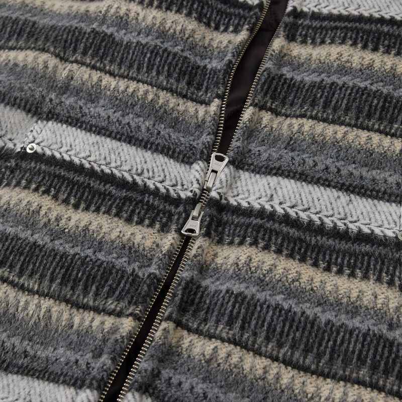 Wool fleece hooded zip-up jacket / Gray
