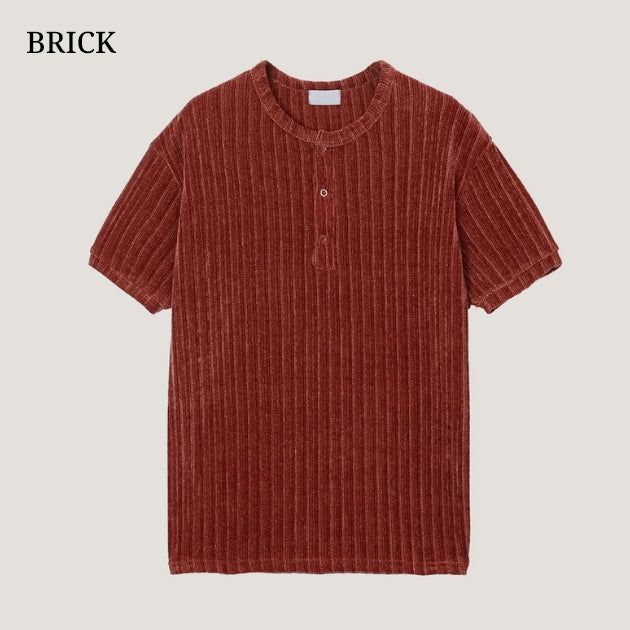 (M's) Ribbed Velour Henley Neck Tee 26SS-011