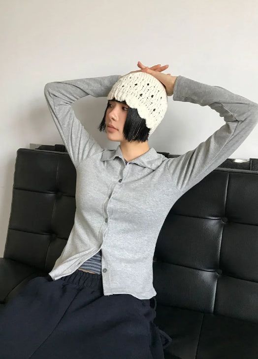 レイヤード襟付きカーディガン