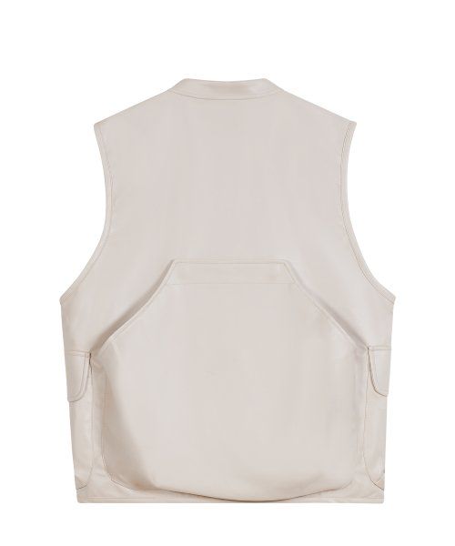 87-STAN024 [Vegan Leather] Multi Pocket Leather Vest Ivory
