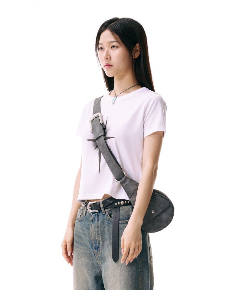 Bumpy Buckle Stone Bag (Gray)