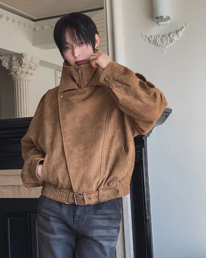 Seidon Suede High-Neck Rider Jacket