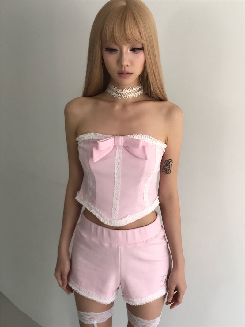  Lace Corset Top (Pink)