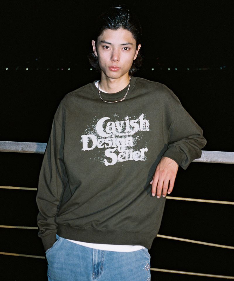 cavish（カビシ）の「DUST SELLER LOGO SWEATSHIRT OLIVE(CV2EFUM442A)（Tops）」