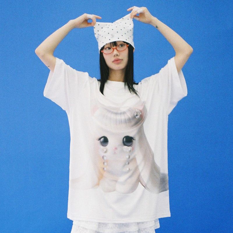 Cat Ear Star Beanie - WHITE
