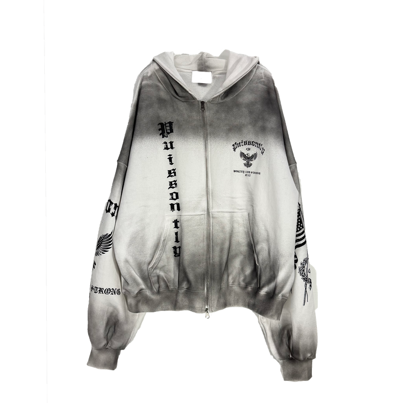dirty eagle hooded zip-up