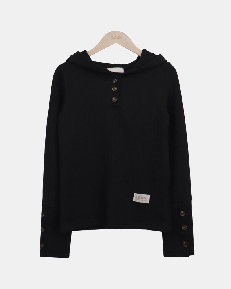 Piggle Cropped Button Hooded T-Shirt