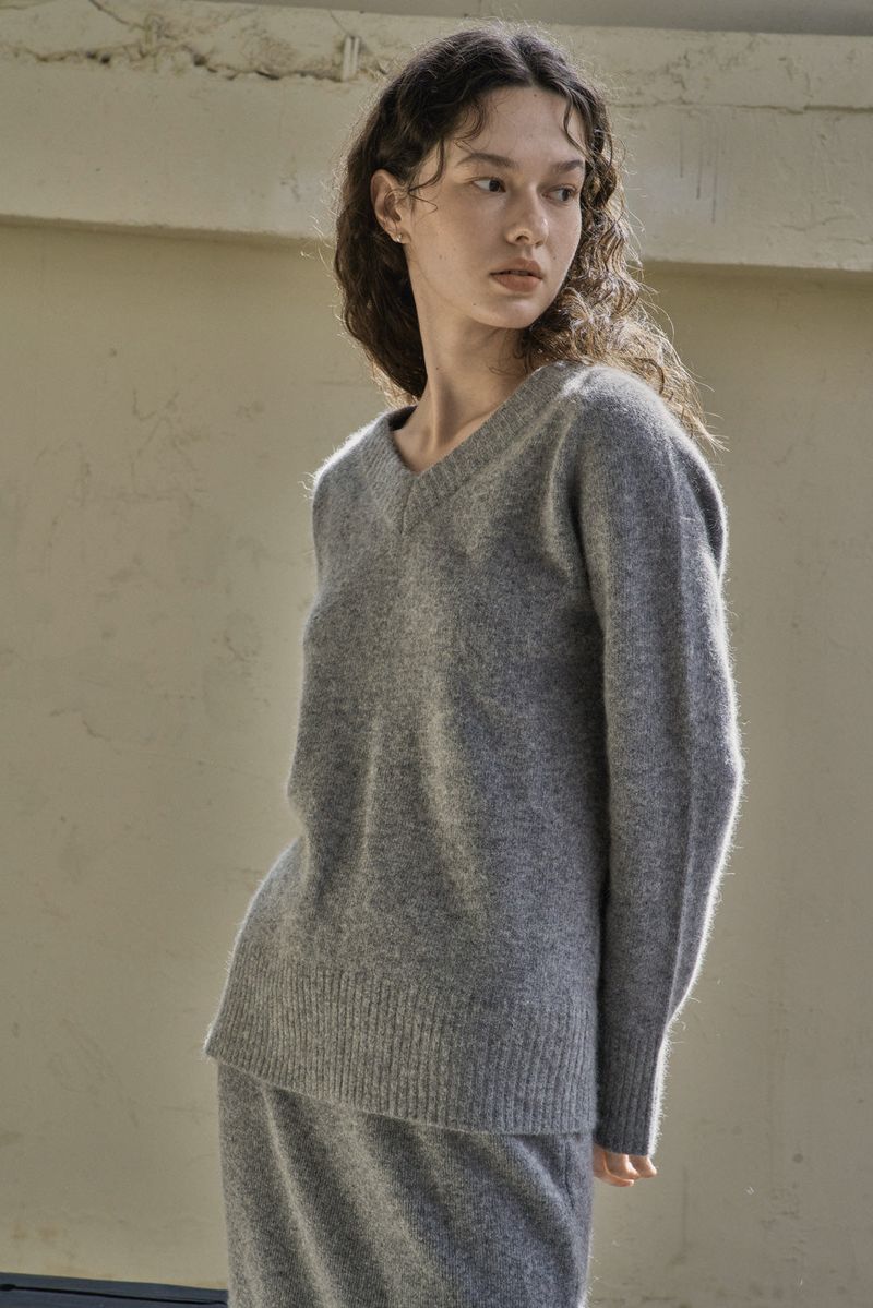WOOL V-KNIT_GRAY