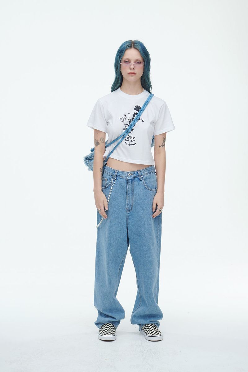 Checkerboard Denim Vagabond Bag Light Blue