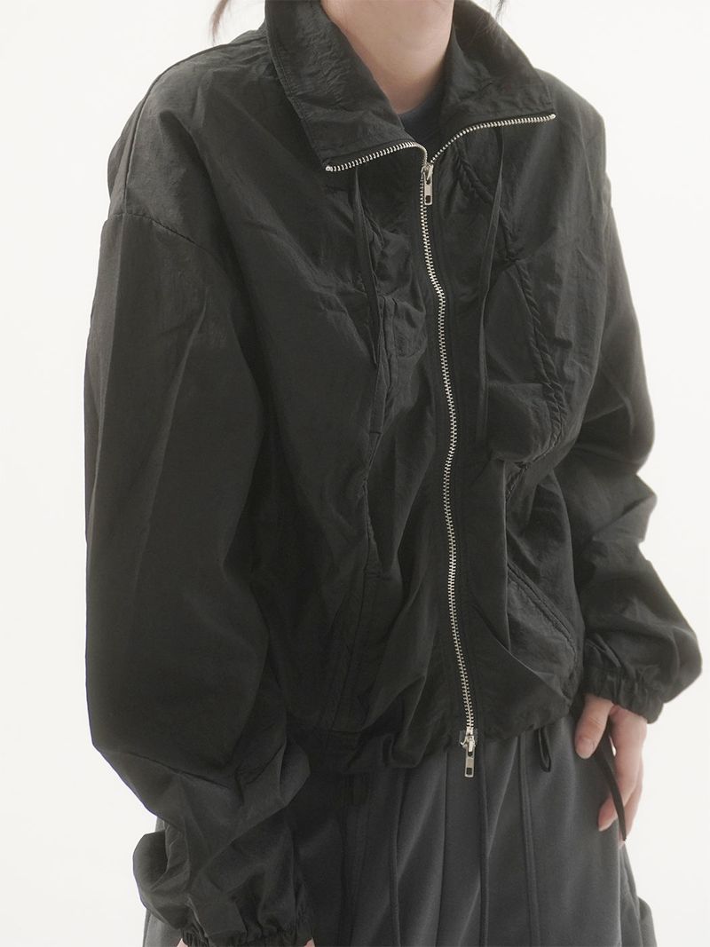 Crinkle shirring ribbon windbreaker -2C