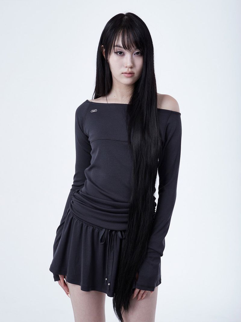 RAGLAN METAL LOGO DRESS [CHACOL]