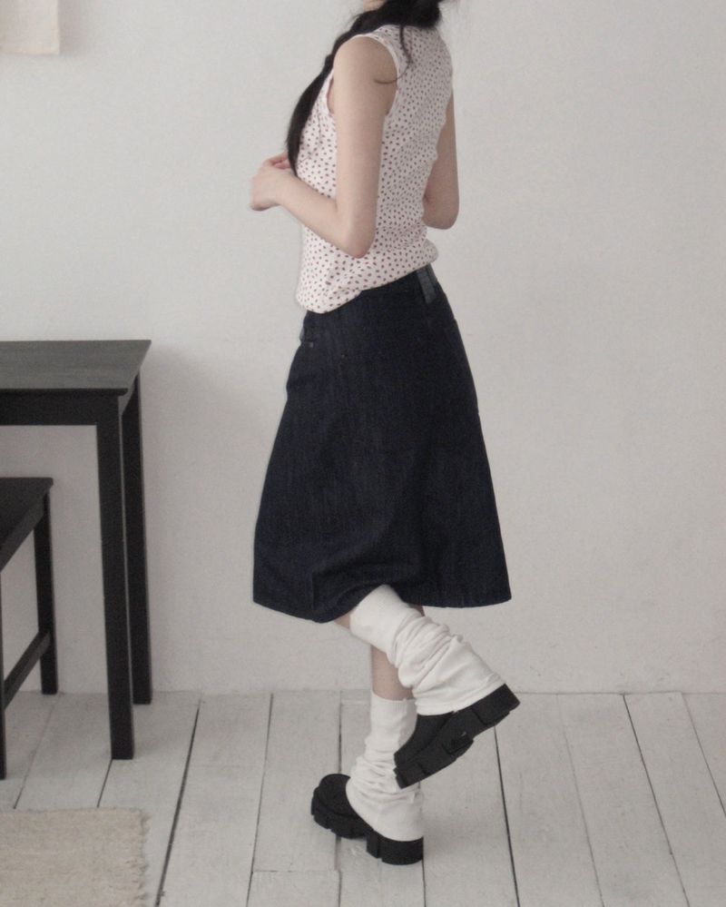 yunni nonfaded denim midi sk