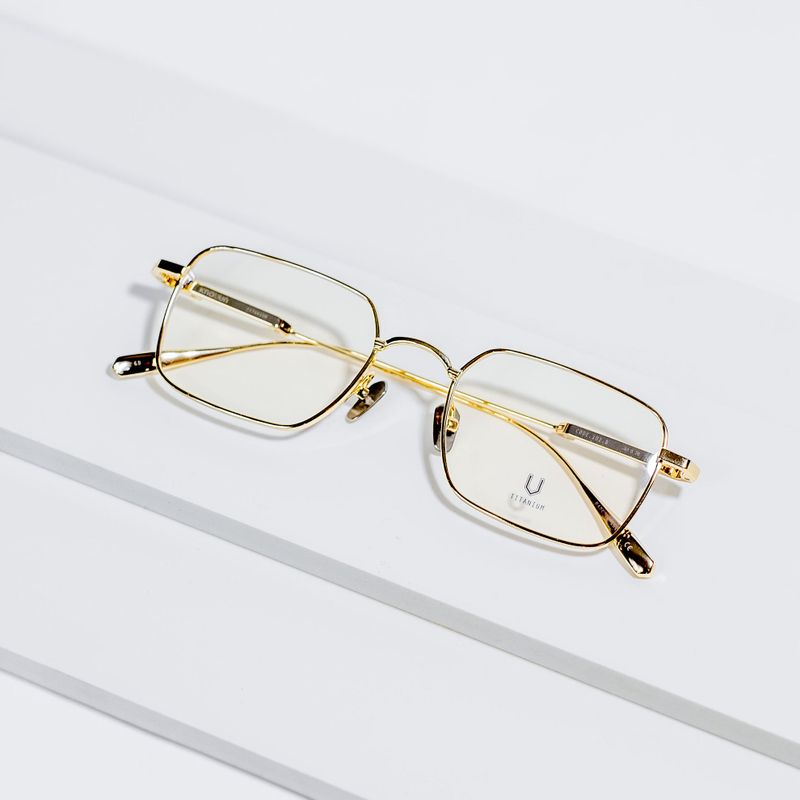Knouun Square titanium glasses CODE. 102. D Gold