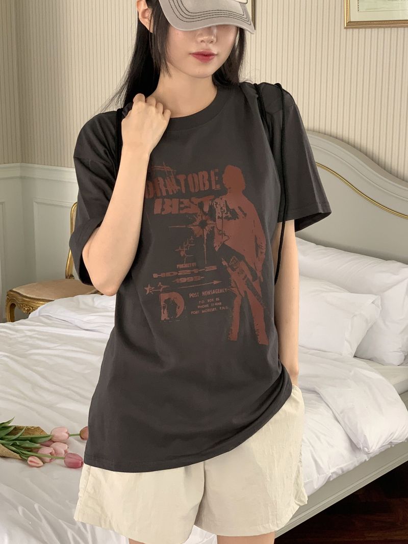 Bontu Summer Printed Overfit Short Sleeve T-Shirt