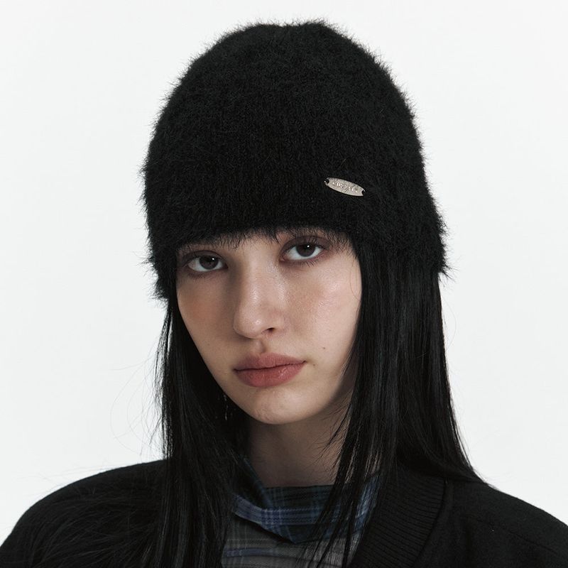 C HAIRY BEANIE_BLACK