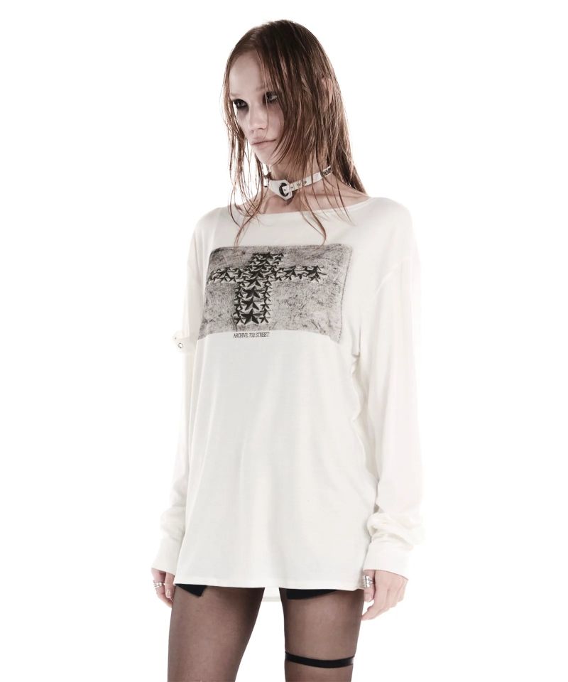STAR CROSS LONGSLEEVE TOP IVORY