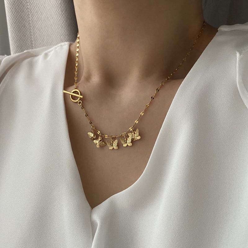 jn Vintage Butterfly Toggle Bar Necklace