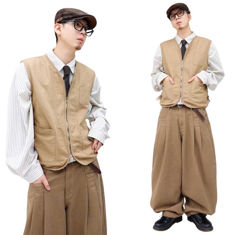 Vintage Oxford Zip-Up Vest