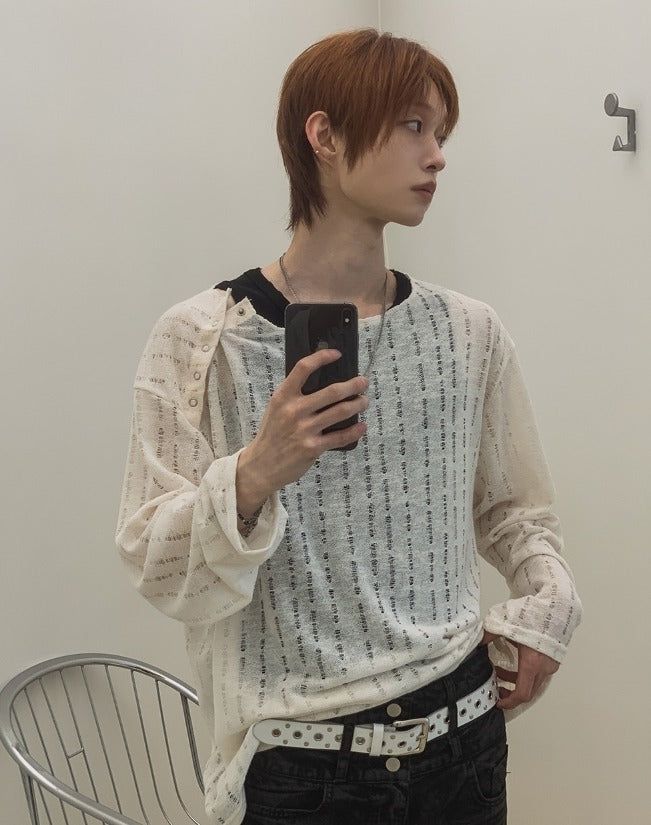 26SS★ [PLAN MADE/MADE] Slant Snap Damaged Knit