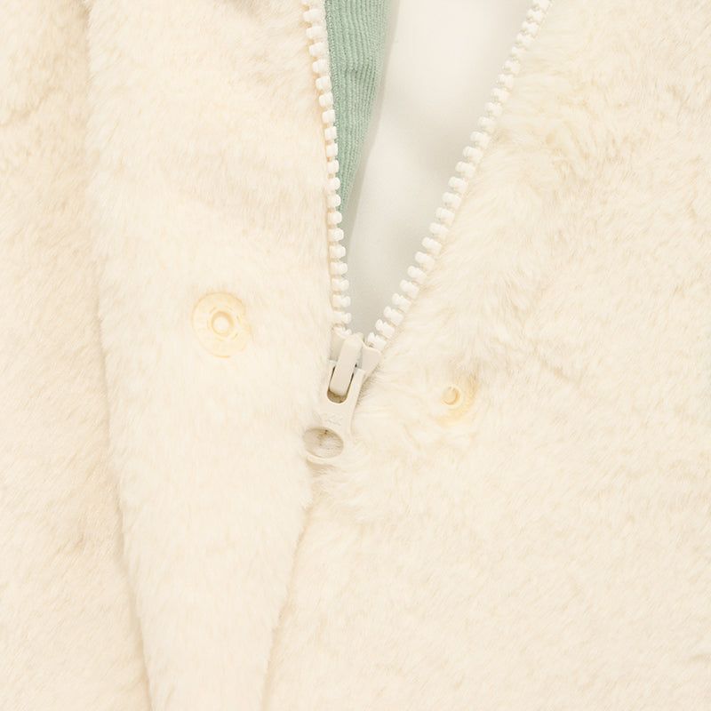POCKET POINT 2 WAY CROP FUR JACKET [IVORY]