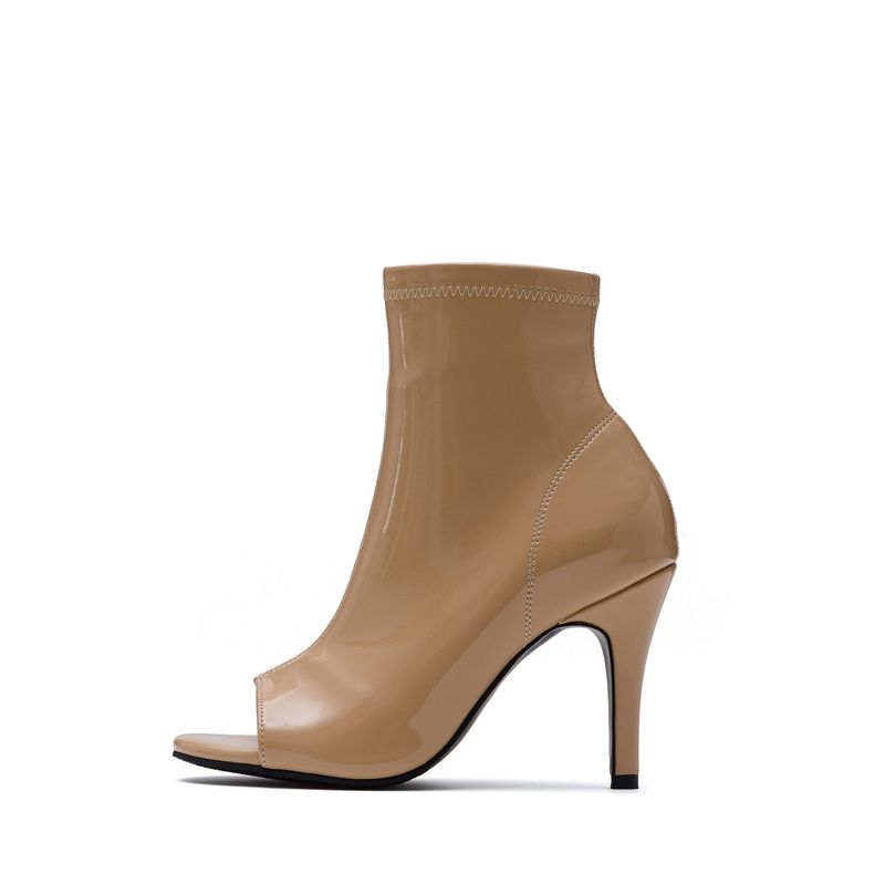 Open Toe Slim Ankle Heel(Beige)