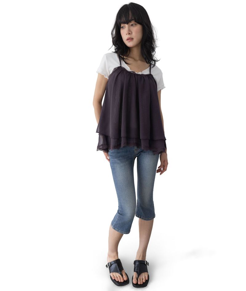 Pony Adjustable Strap Chiffon Top