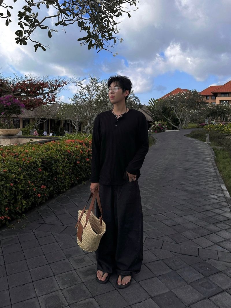 simple line henry neck long-sleeve 3C
