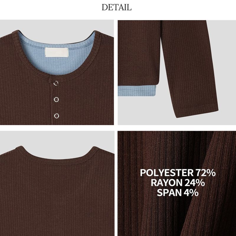 Ribbed Soft Henley Neck T-Shirt