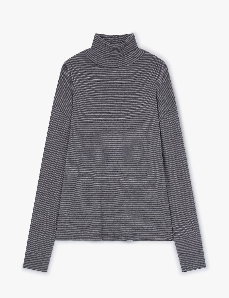 STRIPE TURTLE NECK LONG SLEEVE (GREY)