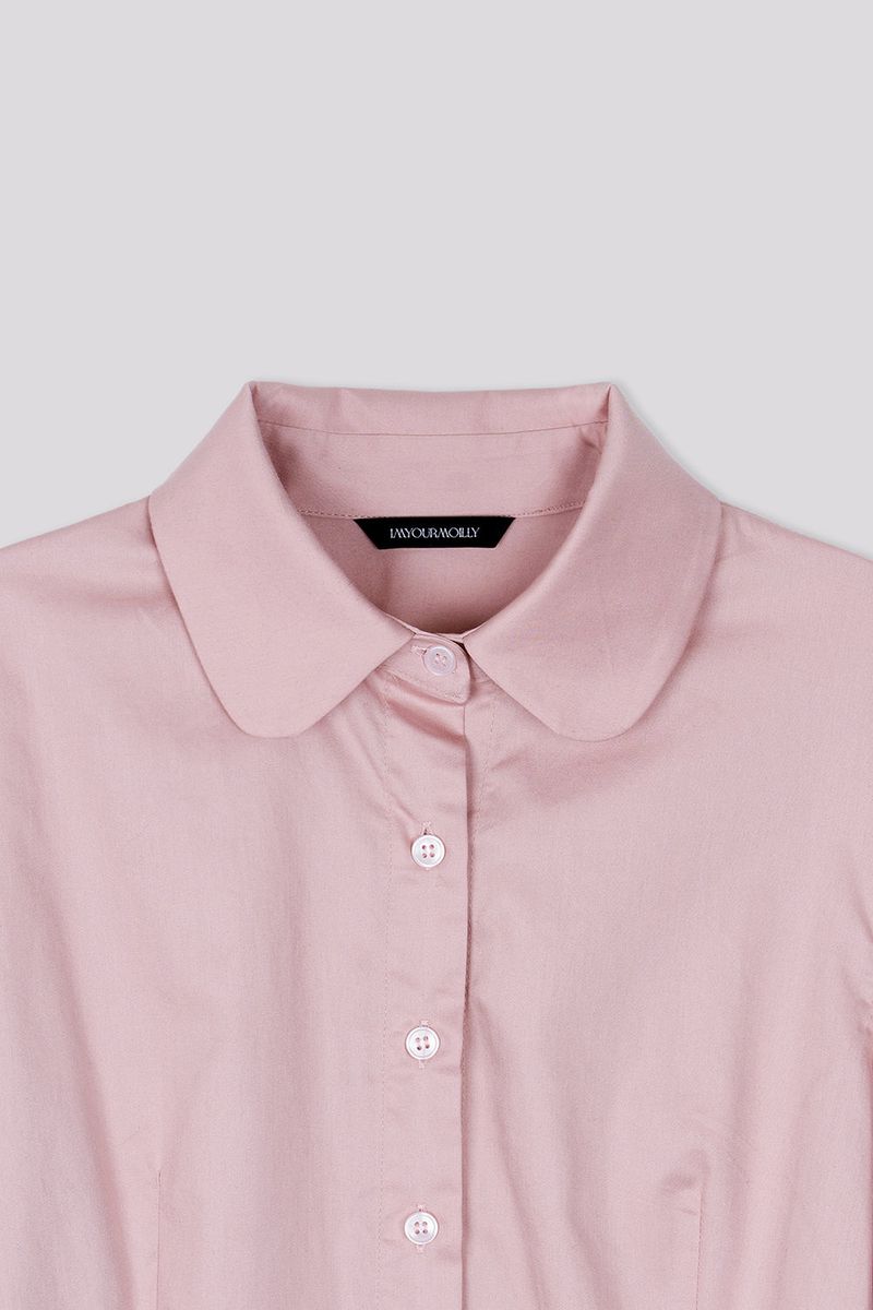 Cropped Puff Shirt Pink