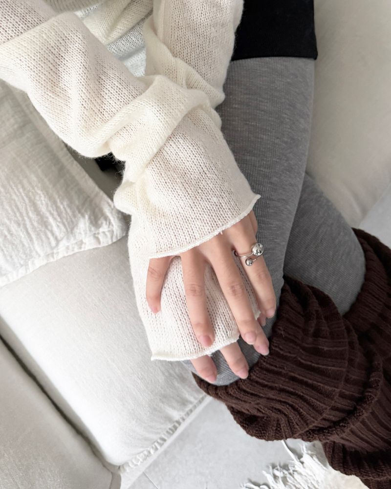 Silver Ball Twist Ring