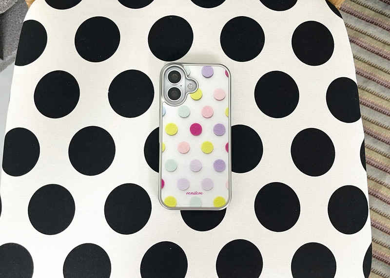 [MADE][Glossy Glass Silver Bumper Case] ドット Palette Dot