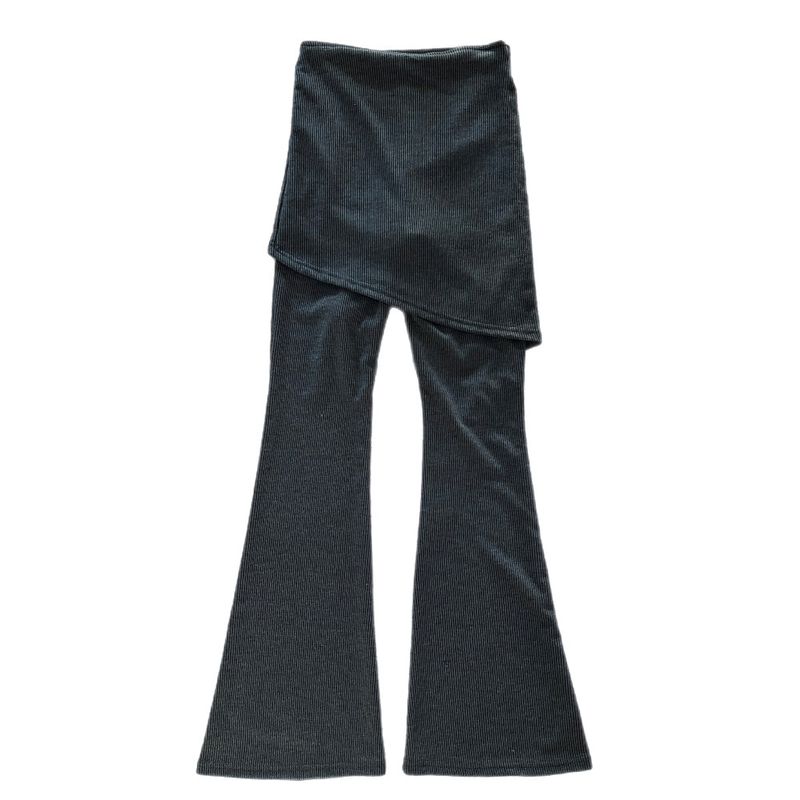 Sway Unbalanced Wrap Button Ribbed Bootcut Pants
