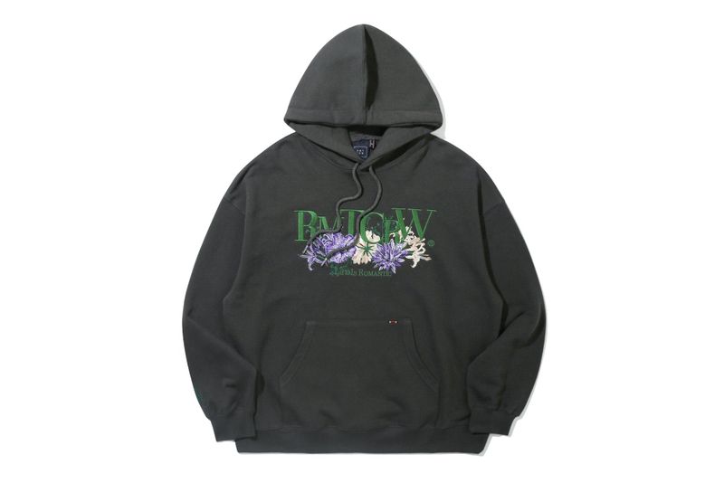 RECENT LOGO FLOWER HOODIE_CHARCOAL
