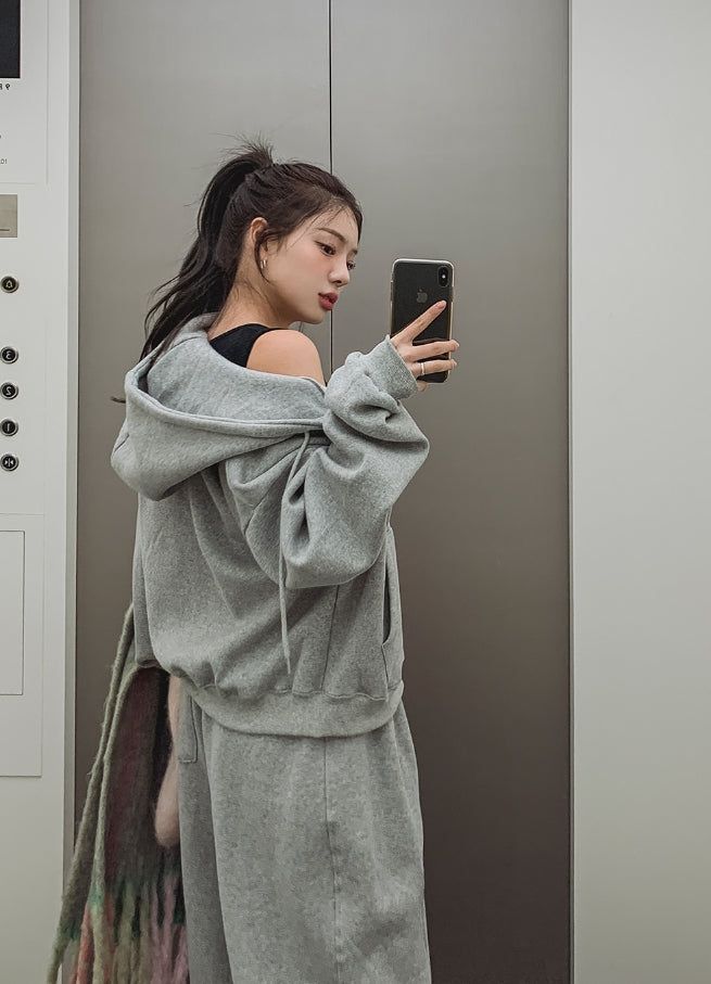 Eve Brushed Two Way Hood Zip-Up