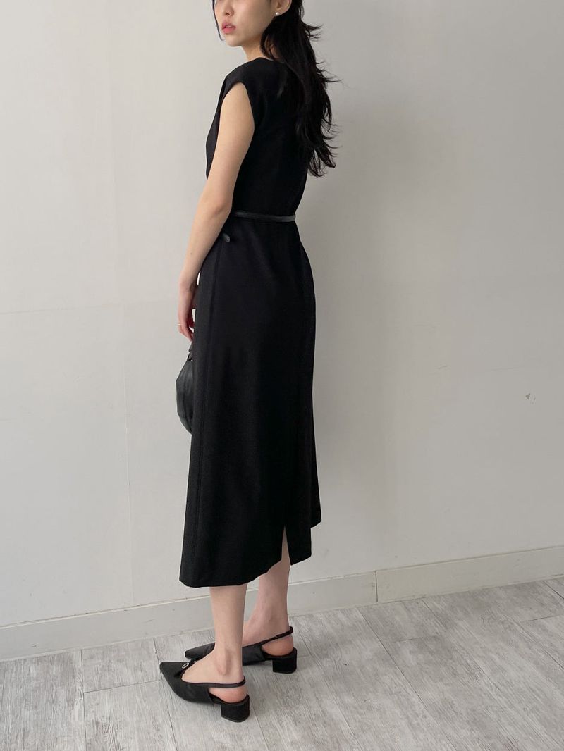 Boat Neck Shirring H-Line Long One Piece